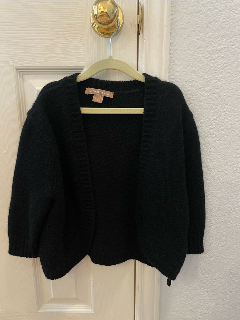 Michael Kors Black Open-Front Knit Cardigan- short